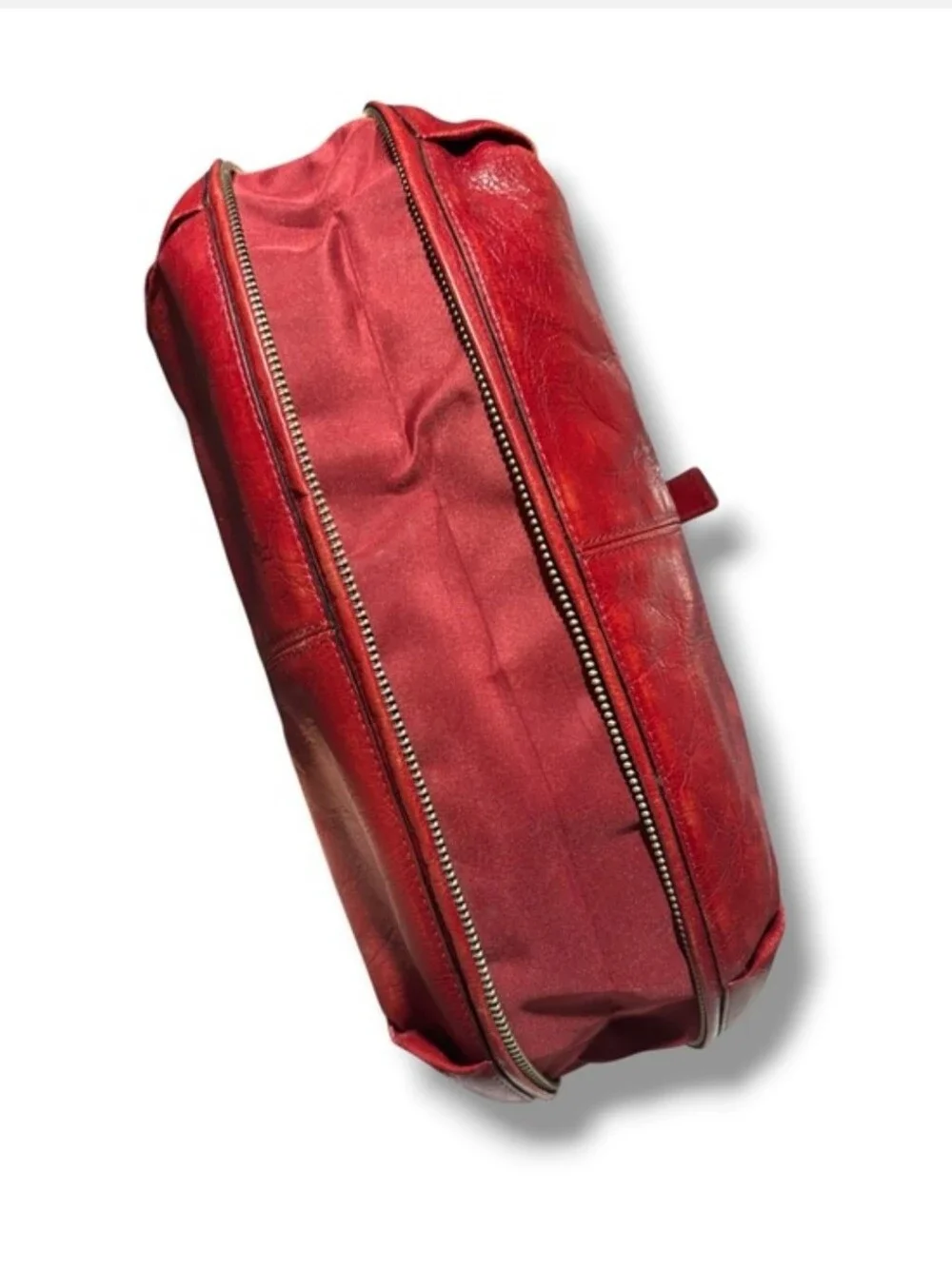WILSONS LEATHER Red Hobo Shoulder Bag Expandable Bottom Snap Closure VINTAGE